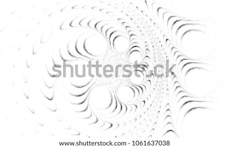 Digital fractal art. Computer generated fractal image converted to  halftone wave dotted background. Modern dot circles vector texture for posters, business cards, covers, labels mock-up.