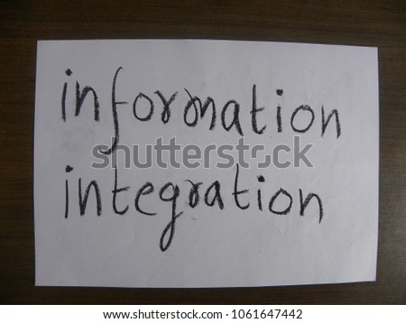 Text information integration hand written by black color oil pastel on paper