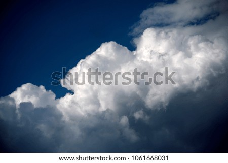 Sky with white cloud. Smoke in blue sky. weather and forecast. atmosphere and air with cloudy sunny sky.