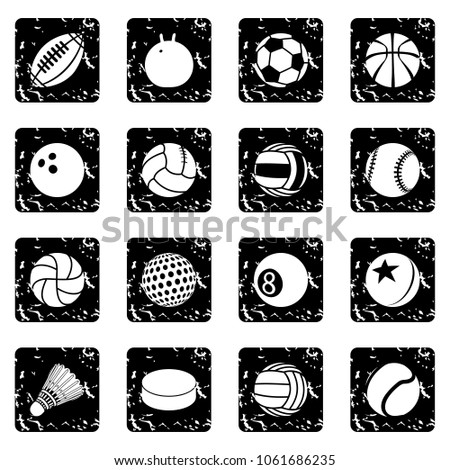 Sport balls icons set vector grunge isolated on white background 