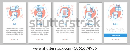 Online shopping onboarding mobile app page screen with linear concepts. Digital purchase graphic instructions. UX, UI, GUI vector template with illustrations Royalty-Free Stock Photo #1061694956