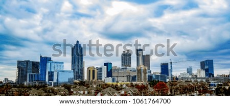 View of Downtown Atlanta skyline Cityscape on a Cloudy Day.