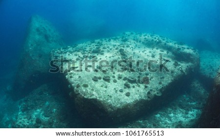 Big rock and coral reef