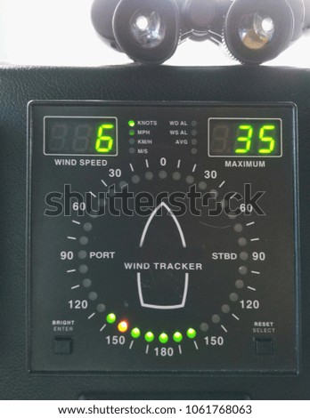 Wind tracker indicator on board a marine vessel.