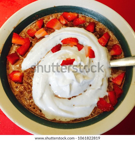 Oatmeal with Berries and Whipped Cream Breakfast