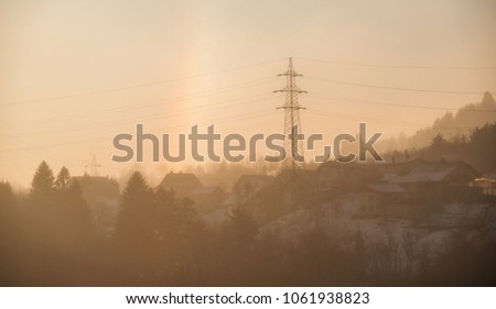 Countryside on a winter evening