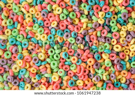 Cereal background. Colorful breakfast food   Royalty-Free Stock Photo #1061947238