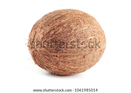 Single coconut isolated over a white background.