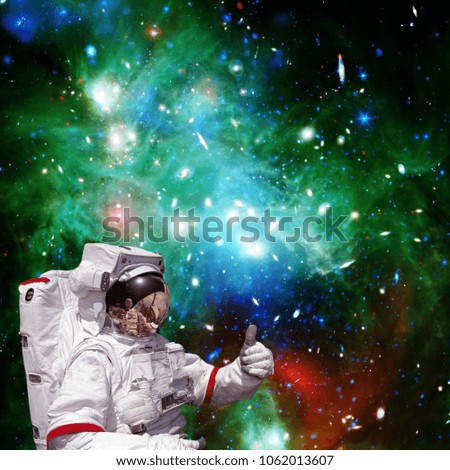 Astronaut and deep space. Science theme. Nebula and stars. The elements of this image furnished by NASA.