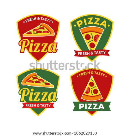 Pizza Logo Vector Set with Badge Design