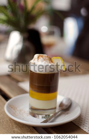 Traditional canary coffee, with milk, milk condensed and liquor