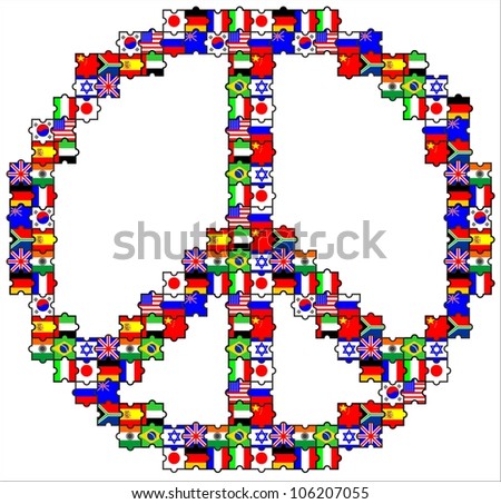 The puzzles is flags them put in the symbol of peace