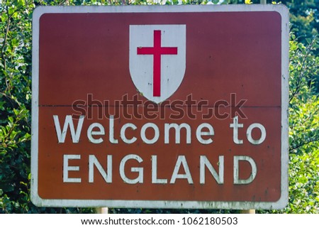 Welcome to England road sign at the border with Scotland