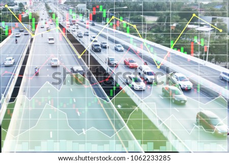 Business finance stock index background of investment on superhighway infrestructure at countryside.
