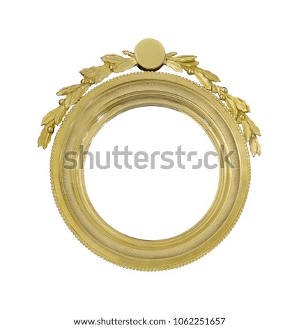 Golden round frame for paintings, mirrors or photos