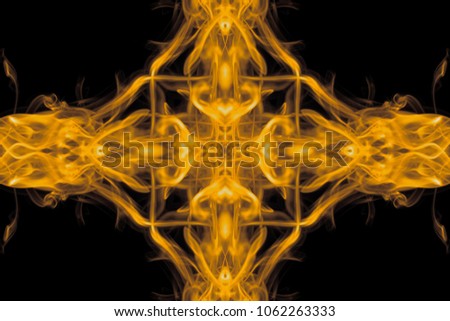 Abstract natural gold smoke on dark background. movement soft golden fire flame. Beauty texture of amazing magic golden smoke on black background. art wall interiors gold