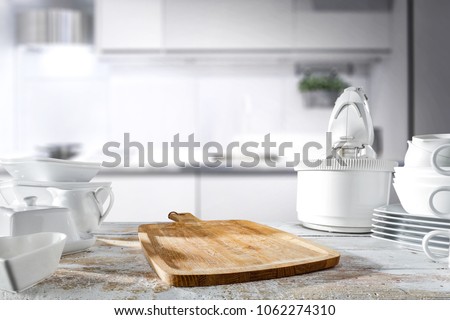 White kitchen background of free space for your decoration. 