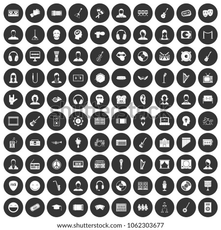 100 audience icons set in simple style white on black circle color isolated on white background vector illustration