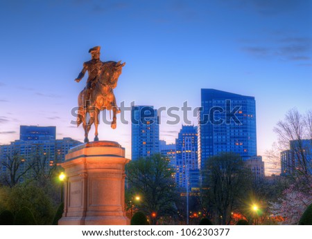 George Washington Equestrian Statue at Public Garden in Boston, Massachusetts.