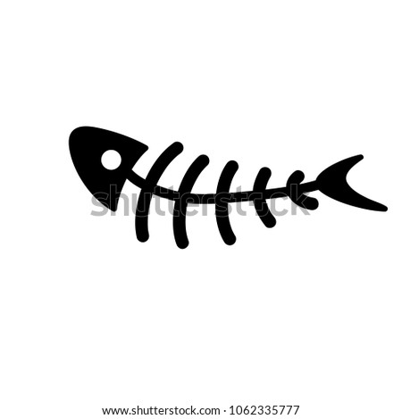 Skeleton of fish. Vector illustration. Royalty-Free Stock Photo #1062335777