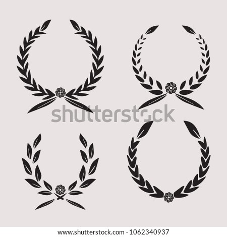 set icon laurel wreath, sports label, vector illustration