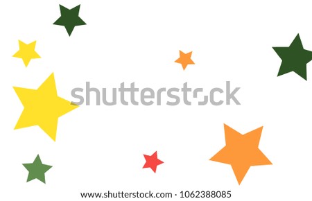 Many Stylish, Modern and Nice Looking Yellow and Green, Pink, Orange and Yellow Stars of Different size on White Background