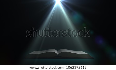 A mysterious book. The book in a mysterious light