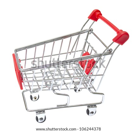 Red Shopping Cart Isolated On White