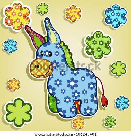 Multicolored donkey with flowers