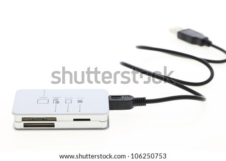 Memory card reader on white background