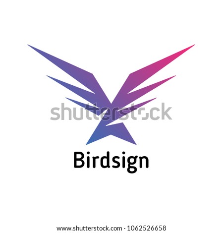 simple sign in the form of a diving bird, impetuous