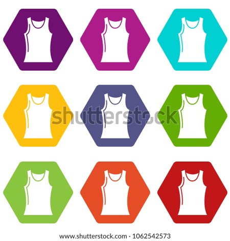 Women t shirt icons 9 set coloful isolated on white for web