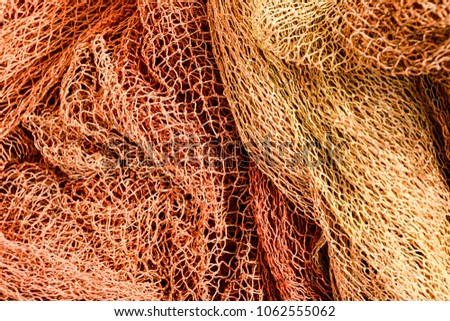 Photo Picture Close up view of colored fishing net