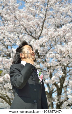 Japanese junior high school student(cherry blossom)