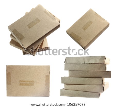 Brown paper parcel isolated on white background
