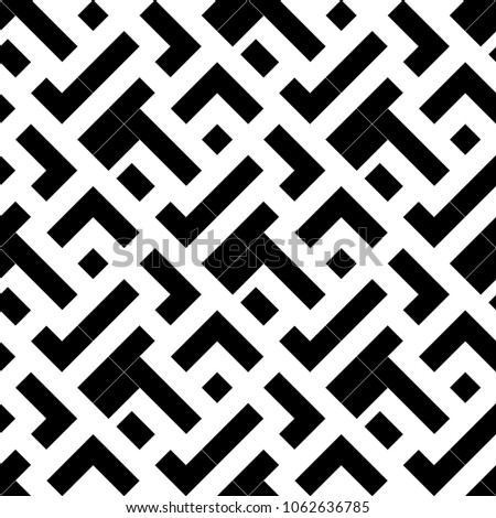 White and black monochrome geometric print. Seamless pattern for web, textile and wallpapers