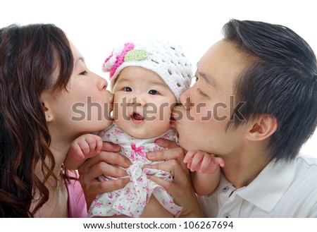 parent kissing their baby girl