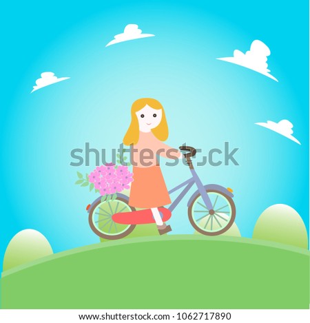 illustration bicycle girl
