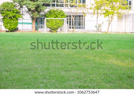 Football gate and small green lawns on the side building to rehearsal play