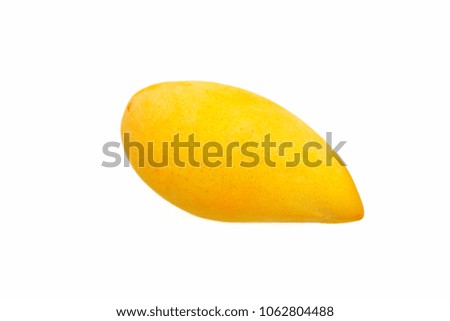A ripe mango  on white background.Summer fruit(Mangifera indica)