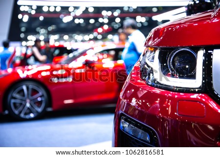 Showing new cars in showroom for sale at Thailand motor show exhibition Royalty-Free Stock Photo #1062816581
