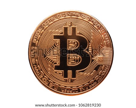 Bitcoin , Digital currency Cryptocurrency ,Golden bitcoin coin. isolated on white background. (clipping path)
