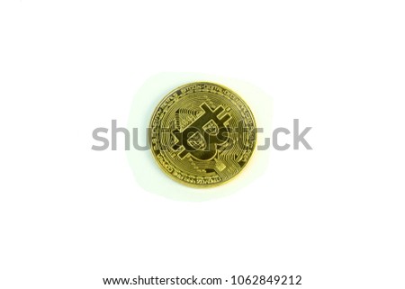 Metal coin bitcoin. Photo on white background..