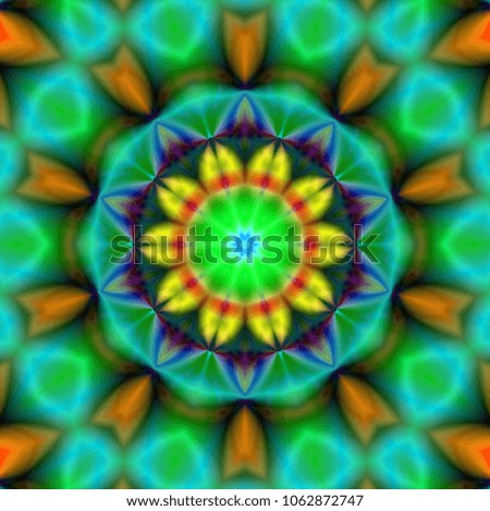 psychedelic background. Color mandala floral style. Raster illustration. For textile, carpet patterns Persian relief. 