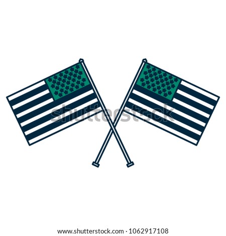 united states of america flags crossed