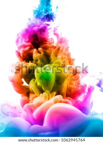 colorful dye in water on white background