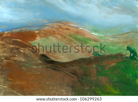 Mountain landscape, abstract painting, for backgrounds or textures