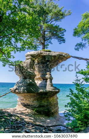 Chapel Rock at beautiful Pictures Rocks National Lakeshore in Michigan Upper Peninsula 