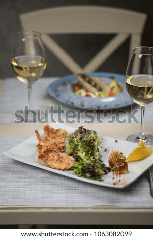 shrimp in batter on the table in the restaurant