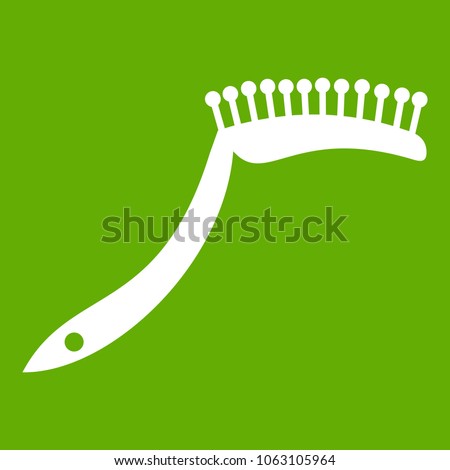 Pet comb icon white isolated on green background. illustration